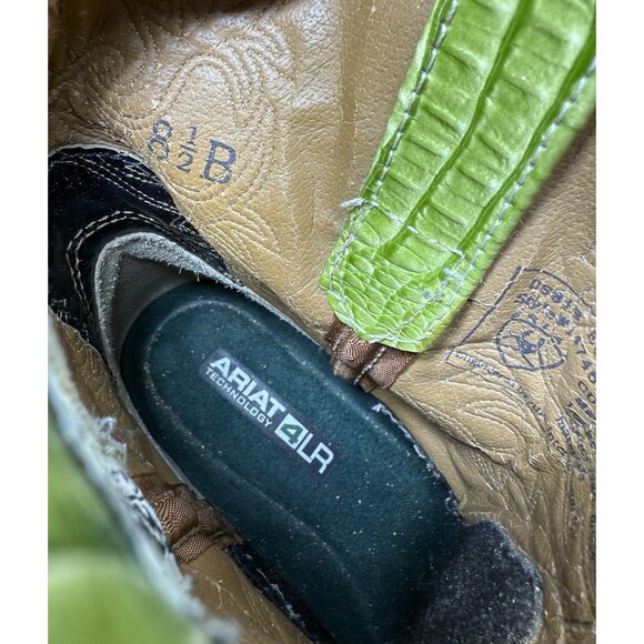 Ariat Fatbaby Green Croc & Blue Suede Western Cowgirl Boots 14746 Women’s Sz 8.5 - Picture 14 of 16